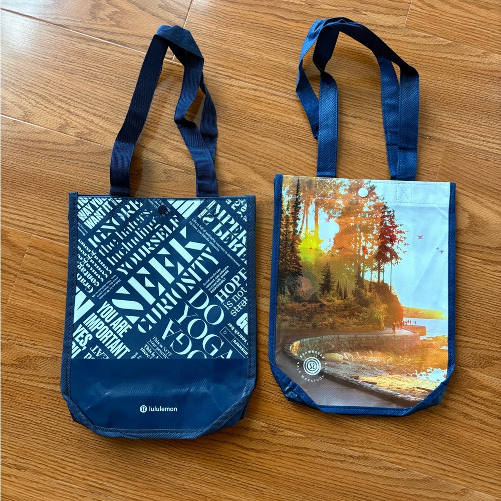 2 Lululemon Reusable Tote Bags with Snap Closure